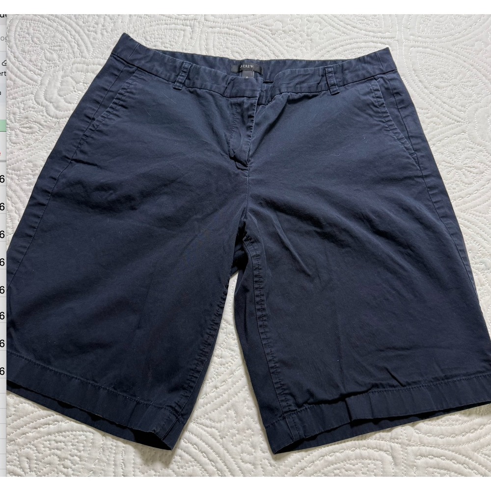 J.Crew Chino Shorts Women 6 Navy Blue Cotton Stretch 9-Inch Inseam preppy48774